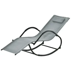 GUTENT - Chaise longue à bascule rocking chair ergonomique avec tétière amovible accoudoirs et repose-pieds revêtement texitlène