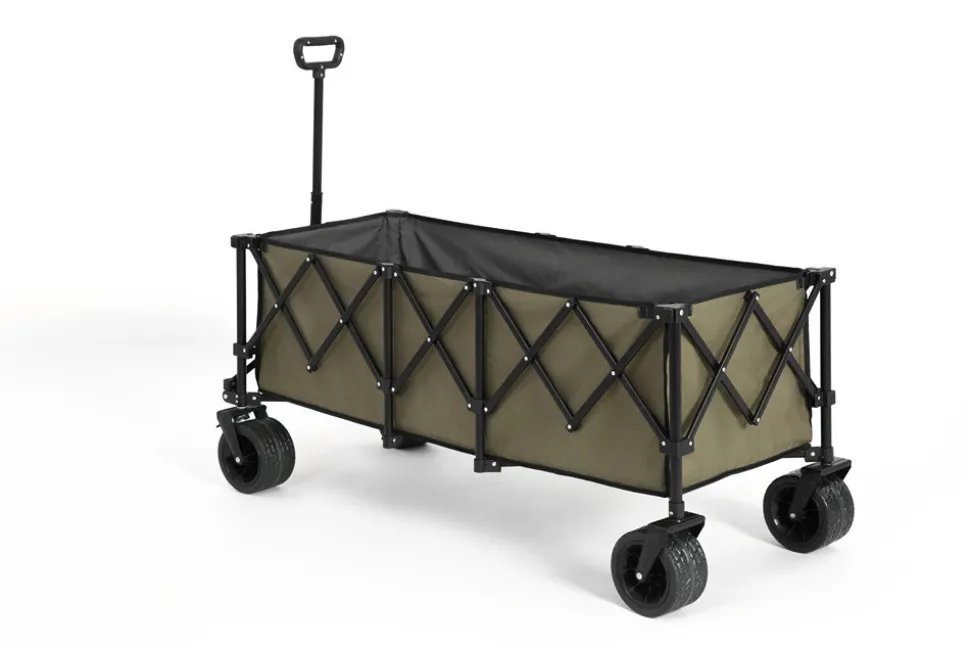 GUTENT - Chariot extensible pliable 100kg, roues tout-terrain, 300l, vert armée