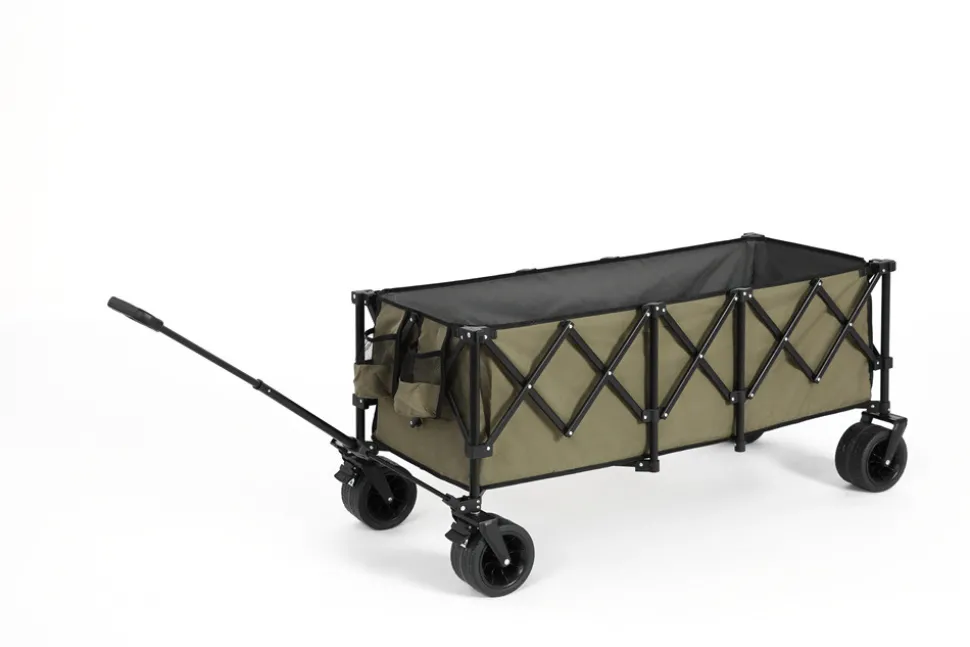 GUTENT - Chariot extensible pliable 100kg, roues tout-terrain, 300l, vert armée