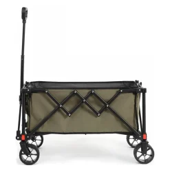 GUTENT - Chariot pliable jardin, roues tout-terrain, poignée réglable, vert armée