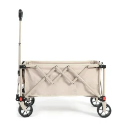 GUTENT - Chariot pliable jardin, roues tout-terrain, poignée réglable, beige