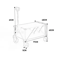 GUTENT - Chariot pliable jardin, roues tout-terrain, poignée réglable, beige