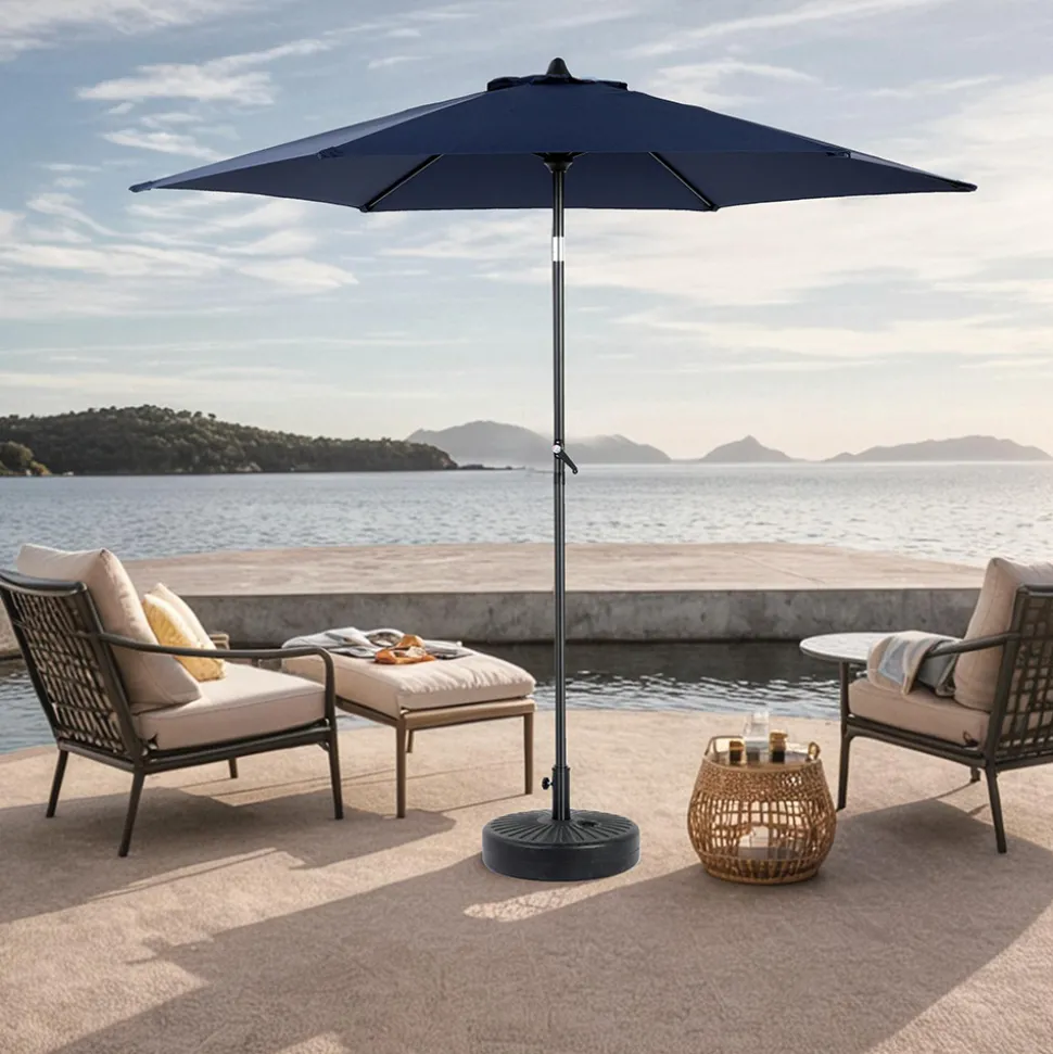 GUTENT - Parasol à manivelle,grand parapluie double face pour l'extérieur,bleu marine