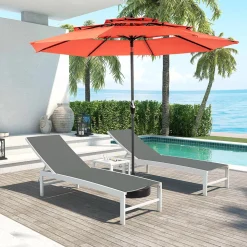 GUTENT - Parasol à manivelle,parasol extérieur double face rectangulaire grand,orange