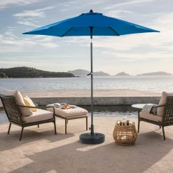 GUTENT - Parasol à manivelle,grand parapluie double face pour l'extérieur,bleu