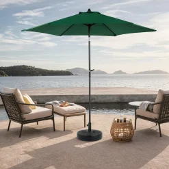 GUTENT - Parasol à manivelle,grand parapluie double face pour l'extérieur,vert foncé