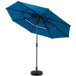GUTENT - Parasol à manivelle,parasol extérieur double face rectangulaire grand,bleu
