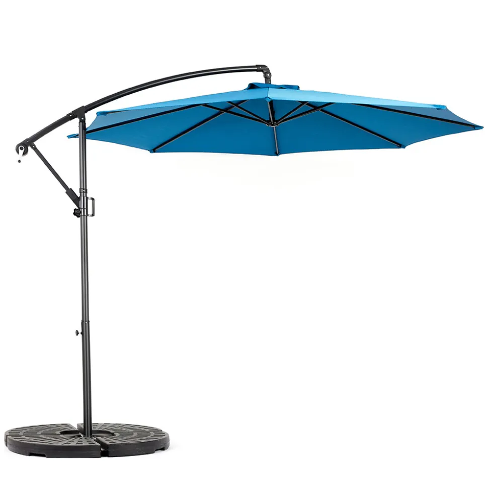 GUTENT - Parasol à manivelle,grand parasol double face rectangulaire,bleu
