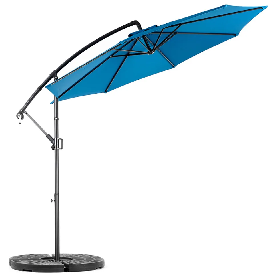 GUTENT - Parasol à manivelle,grand parasol double face rectangulaire,bleu