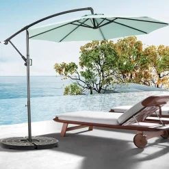 GUTENT - Parasol à manivelle,grand parasol double face rectangulaire,vert clair