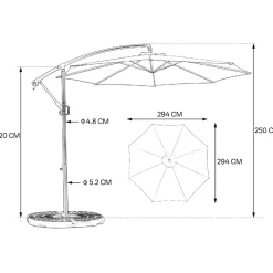 GUTENT - Parasol à manivelle,grand parasol double face rectangulaire,vert clair