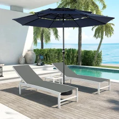 GUTENT - Parasol à manivelle,parasol extérieur double face rectangulaire grand,bleu marine