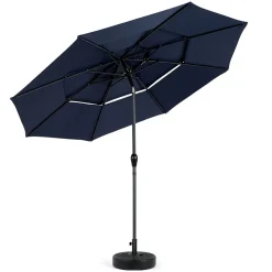 GUTENT - Parasol à manivelle,parasol extérieur double face rectangulaire grand,bleu marine