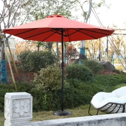 GUTENT - Parasol double face rectangulaire grand avec manivelle,orange