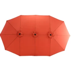 GUTENT - Parasol double face rectangulaire grand avec manivelle,orange