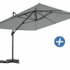 HABITAT ET JARDIN - Parasol jardin déporté en aluminium "sky 4" - 3 x 4 m - gris - avec housse