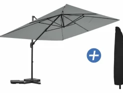 HABITAT ET JARDIN - Parasol jardin déporté en aluminium "sky 4" - 3 x 4 m - gris - avec housse
