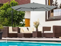 HABITAT ET JARDIN - Parasol jardin déporté en aluminium "sky 4" - 3 x 4 m - gris - avec housse