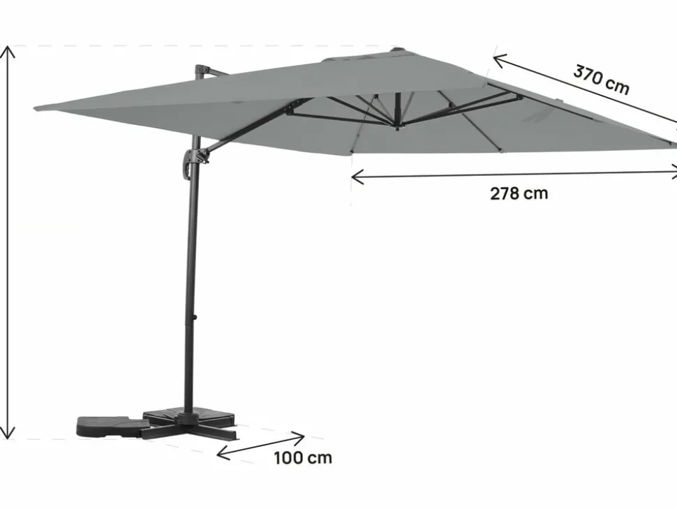 HABITAT ET JARDIN - Parasol jardin déporté en aluminium "sky 4" - 3 x 4 m - gris - avec housse