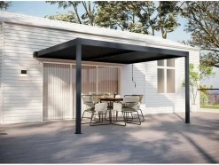 HABITAT ET JARDIN - Pergola adossée en aluminium "windsor" - gris anthracite - 3 x 4 m