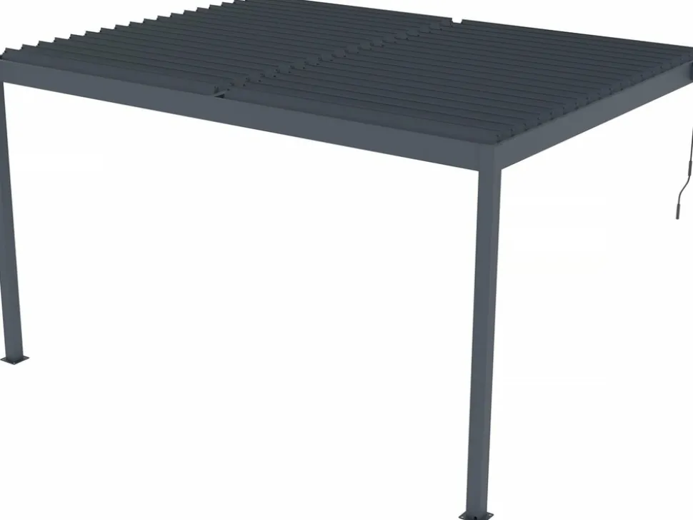 HABITAT ET JARDIN - Pergola adossée en aluminium "windsor" - gris anthracite - 3 x 4 m