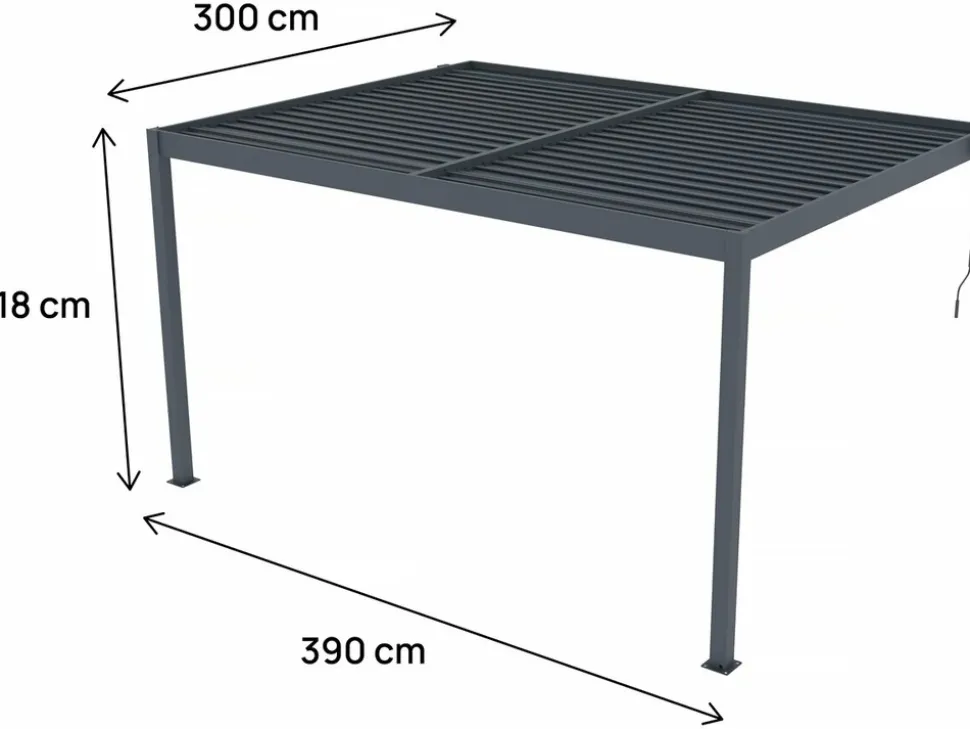 HABITAT ET JARDIN - Pergola adossée en aluminium "windsor" - gris anthracite - 3 x 4 m