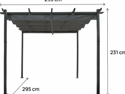 HABITAT ET JARDIN - Pergola en aluminium avec toit rétractable - 3 x 3 m - gris
