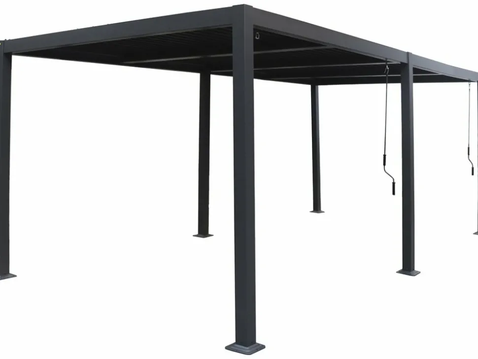 HABITAT ET JARDIN - Pergola bioclimatique "windsor" en aluminium - 3 x 6 m - gris