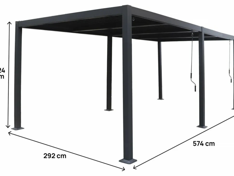 HABITAT ET JARDIN - Pergola bioclimatique "windsor" en aluminium - 3 x 6 m - gris