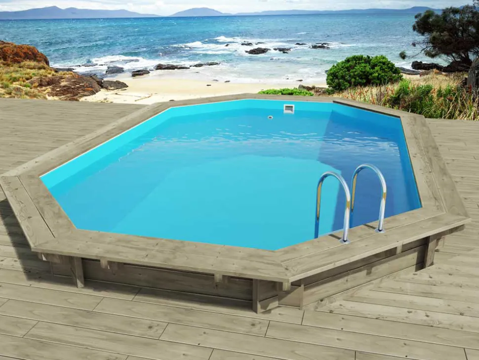 HABITAT ET JARDIN - Piscine bois "florida145 " - 6.57 x 4.57 x 1.45 m