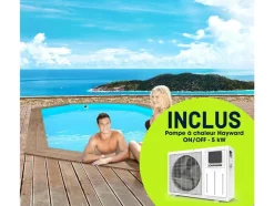 HABITAT ET JARDIN - Piscine bois " rio 140" - 5.60 x 3.70 x 1.39 m + pompe à chaleur - puissance 6.1 kw