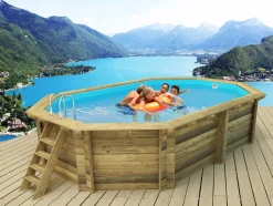 HABITAT ET JARDIN - Piscine bois " miami 145 " - 4.86 x 3.36 x 1.45 m