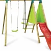 HABITAT ET JARDIN - Portique bois "kida" - avec 1 toboggan - 1 balançoire - 1 face à face - 1 nacelle.