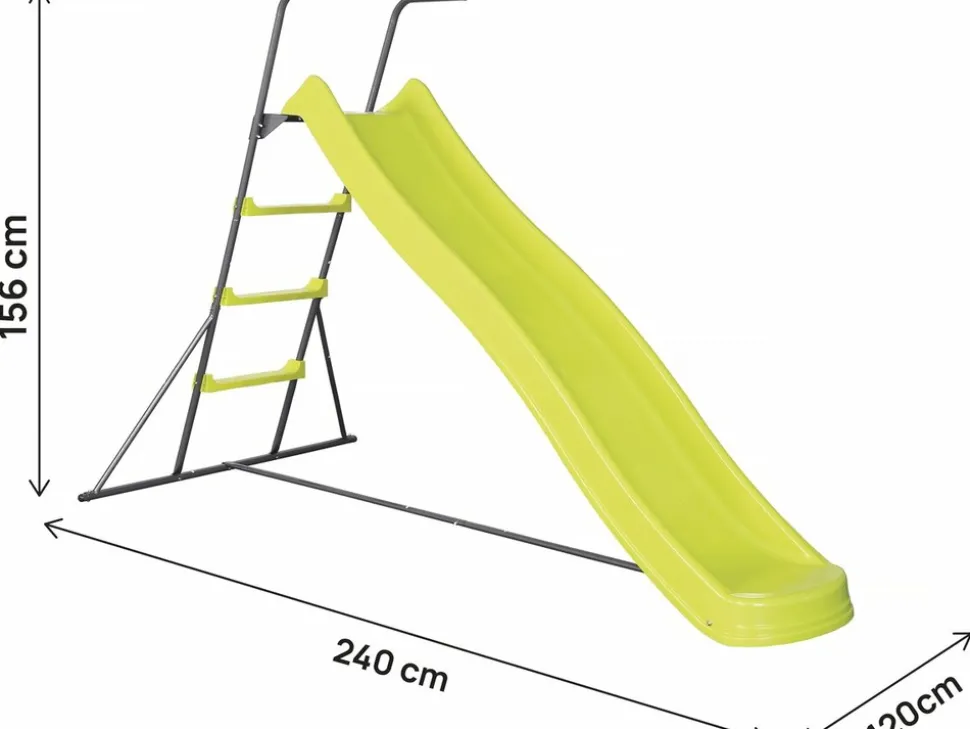 HABITAT ET JARDIN - Toboggan de jardin à double vague "poly" en vert - 240 x 120 x 156 cm