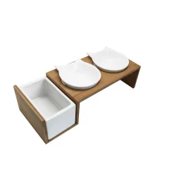 HAMI FORM - Gamelle double chat avec support herbe