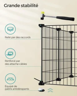HELLOSHOP26 - Enclos modulable pour petits animaux cage intérieur maillet en caoutchouc offert cochon d'inde lapin assemblage facile 143 x