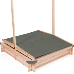 IDMARKET - Bac à sable kids bois avec toit ouvrant gris