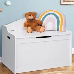 IDMARKET - Banc coffre de rangement enfant mateo en bois blanc