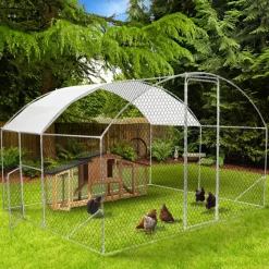 IDMARKET - Enclos poulailler dôme 7,5 m² parc grillagé 3x2,5 m avec porte latérale