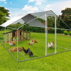 IDMARKET - Enclos poulailler 12 m² parc grillagé 4x3 m acier galvanisé