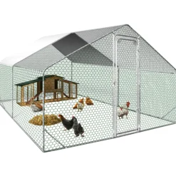 IDMARKET - Enclos poulailler 12 m² parc grillagé 4x3 m acier galvanisé