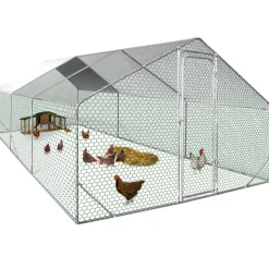 IDMARKET - Enclos poulailler 18 m² parc grillagé 6x3 m acier galvanisé