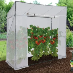 IDMARKET - Serre de jardin blanche toutes saisons avec fenêtre et porte zippée