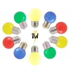 ILLUPRO - Ampoule guinguette multicolores 1w lot de 10 e27 led plastique professionnelle