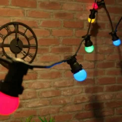 ILLUPRO - Guirlande guinguette extérieur 30m 30 ampoules multicolores 1w led e27 câble noir extensible