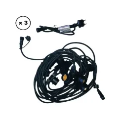 ILLUPRO - Guirlande guinguette extérieur 30m 30 ampoules multicolores 1w led e27 câble noir extensible