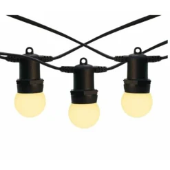 ILLUPRO - Guirlande guinguette extérieur 100m 200 ampoules led blanc chaud e27 1w câble noir extensible