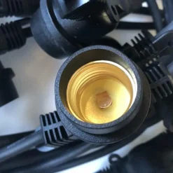 ILLUPRO - Guirlande guinguette extérieur 100m 200 ampoules led blanc chaud e27 1w câble noir extensible