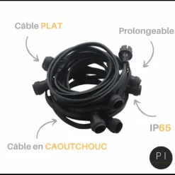 ILLUPRO - Guirlande guinguette 10m 20 ampoules 1w led e27 blanc chaud ip65 professionnelle