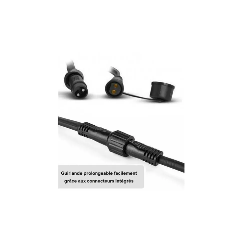 ILLUPRO - Guirlande guinguette 10m 20 ampoules 1w led e27 blanc chaud ip65 professionnelle